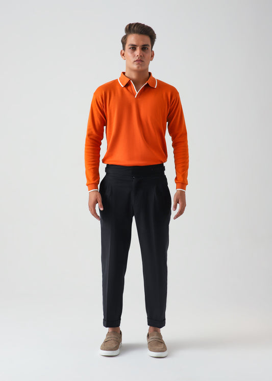 CLASSIC FULL SLEEVES POLO - ORANGE
