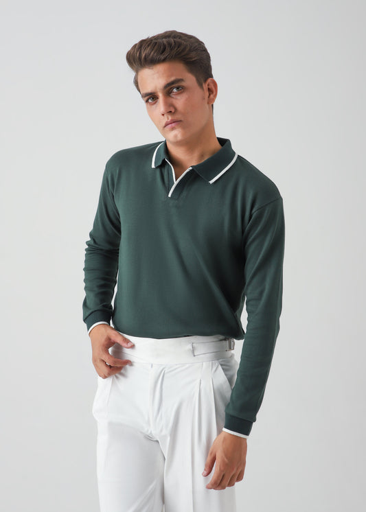 CLASSIC FULL SLEEVES POLO - GREEN
