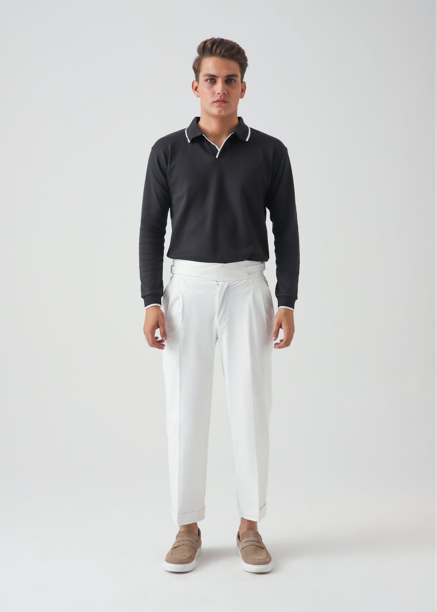 CLASSIC FULL SLEEVES POLO - BLACK