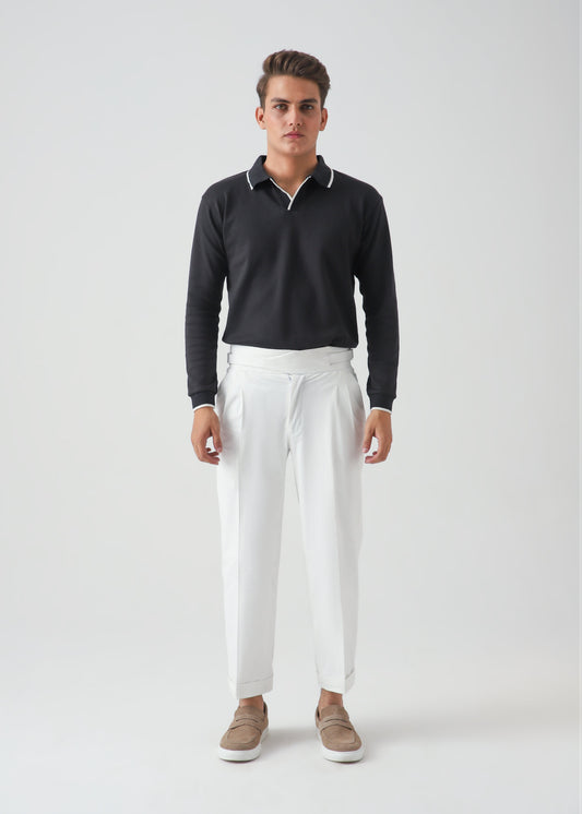 CLASSIC FULL SLEEVES POLO - BLACK