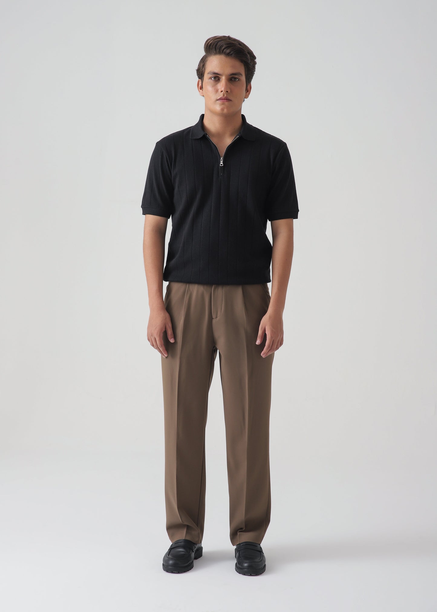 DROP NEEDLE ZIP POLO | BLACK