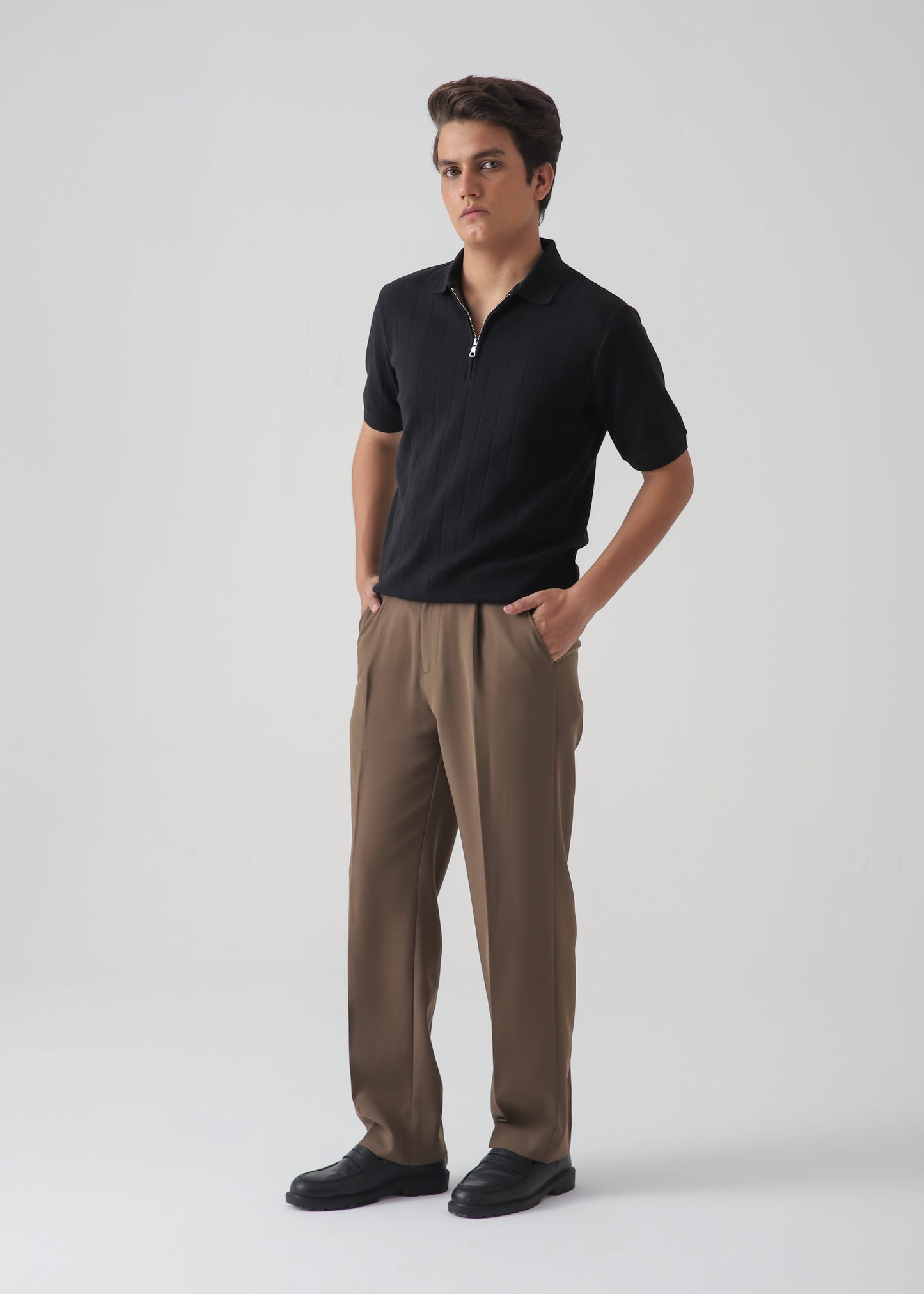 DROP NEEDLE ZIP POLO | BLACK