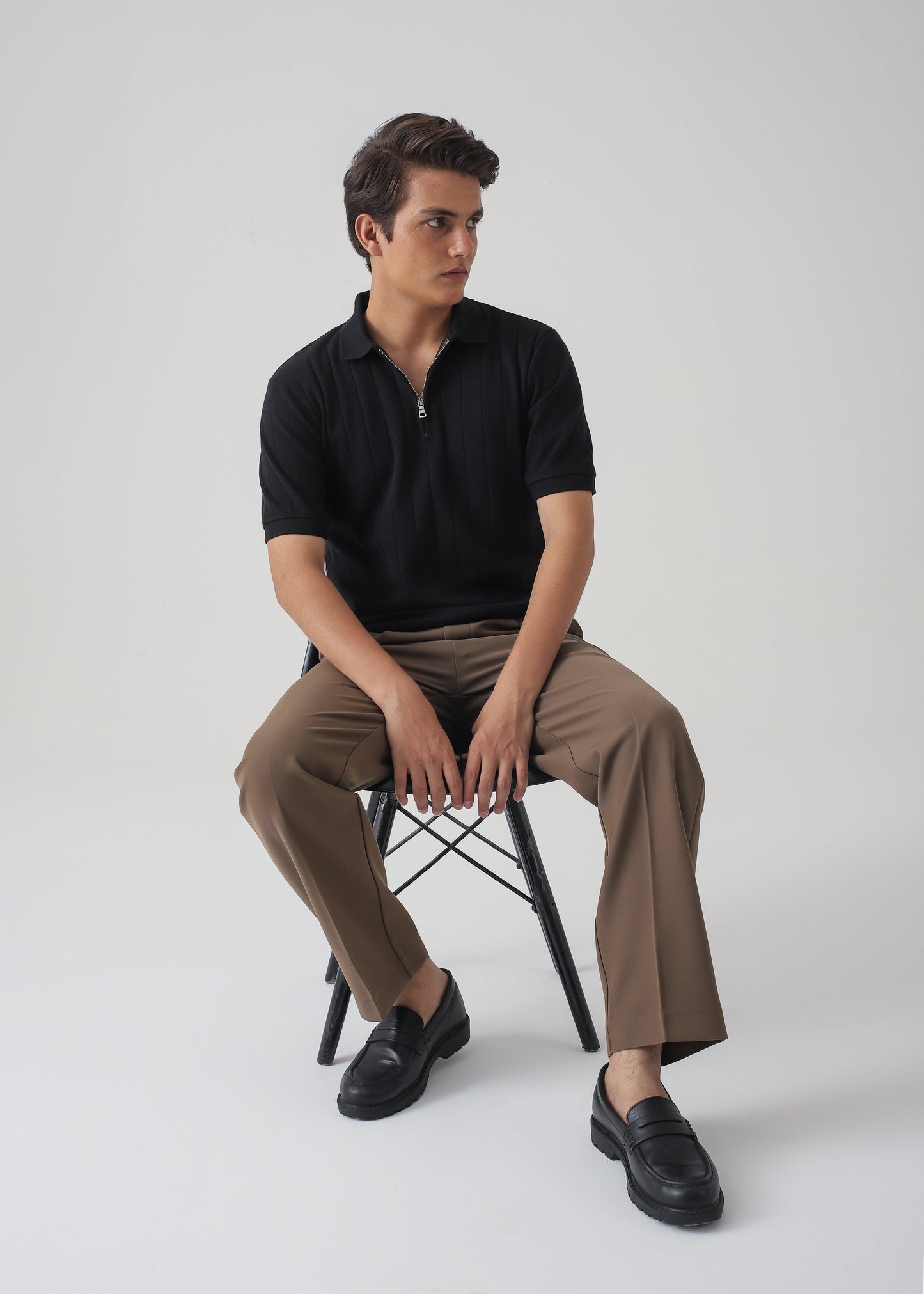 DROP NEEDLE ZIP POLO | BLACK