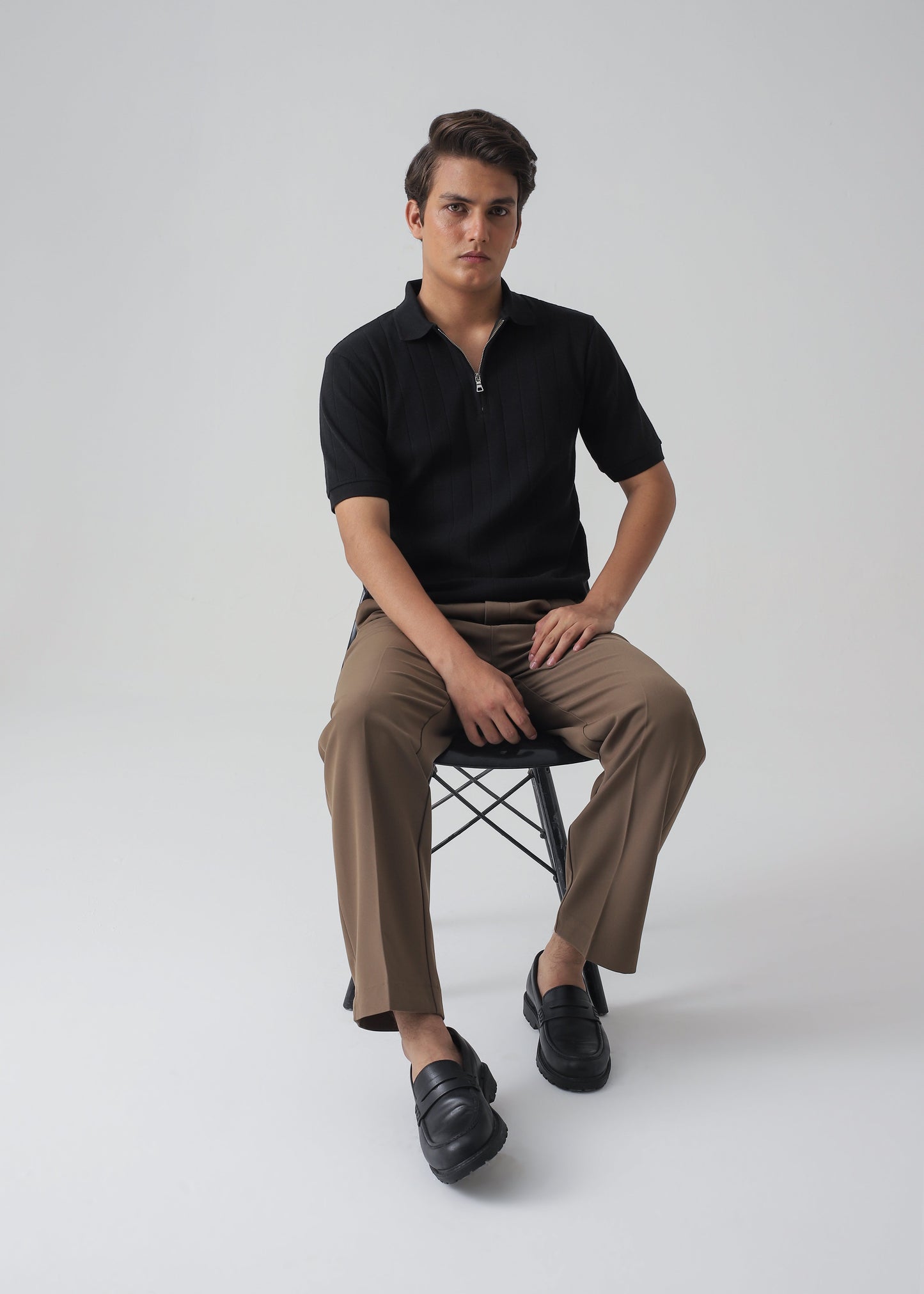 DROP NEEDLE ZIP POLO | BLACK