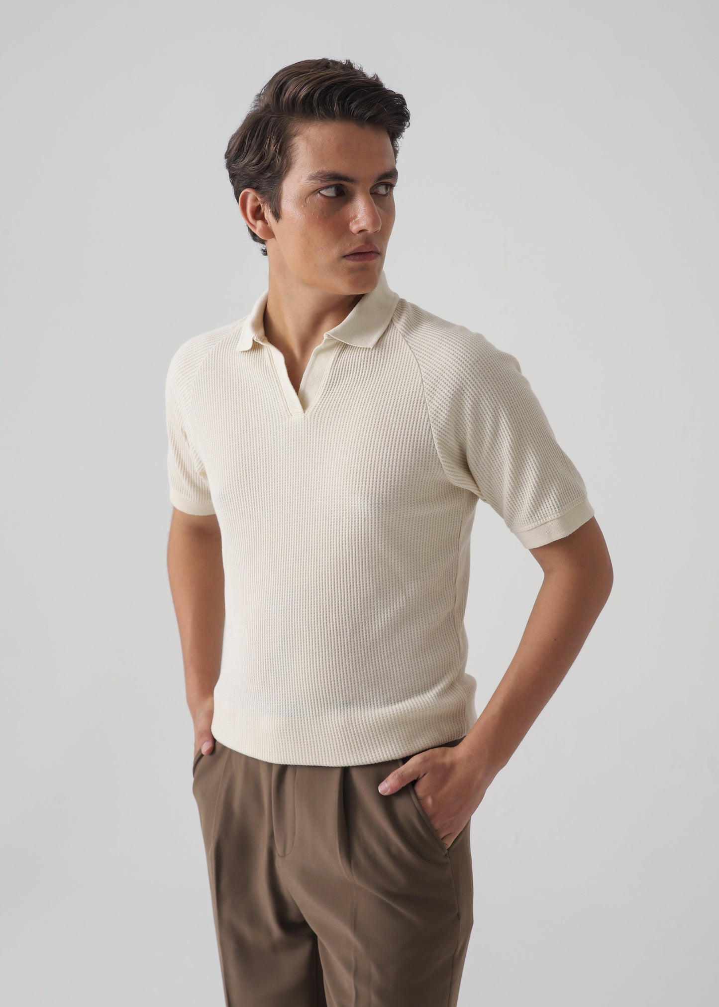 TEXTURED POLO | BEIGE