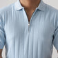 DROP NEEDLE ZIP POLO | POWDER BLUE