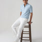 DROP NEEDLE ZIP POLO | POWDER BLUE