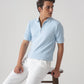DROP NEEDLE ZIP POLO | POWDER BLUE