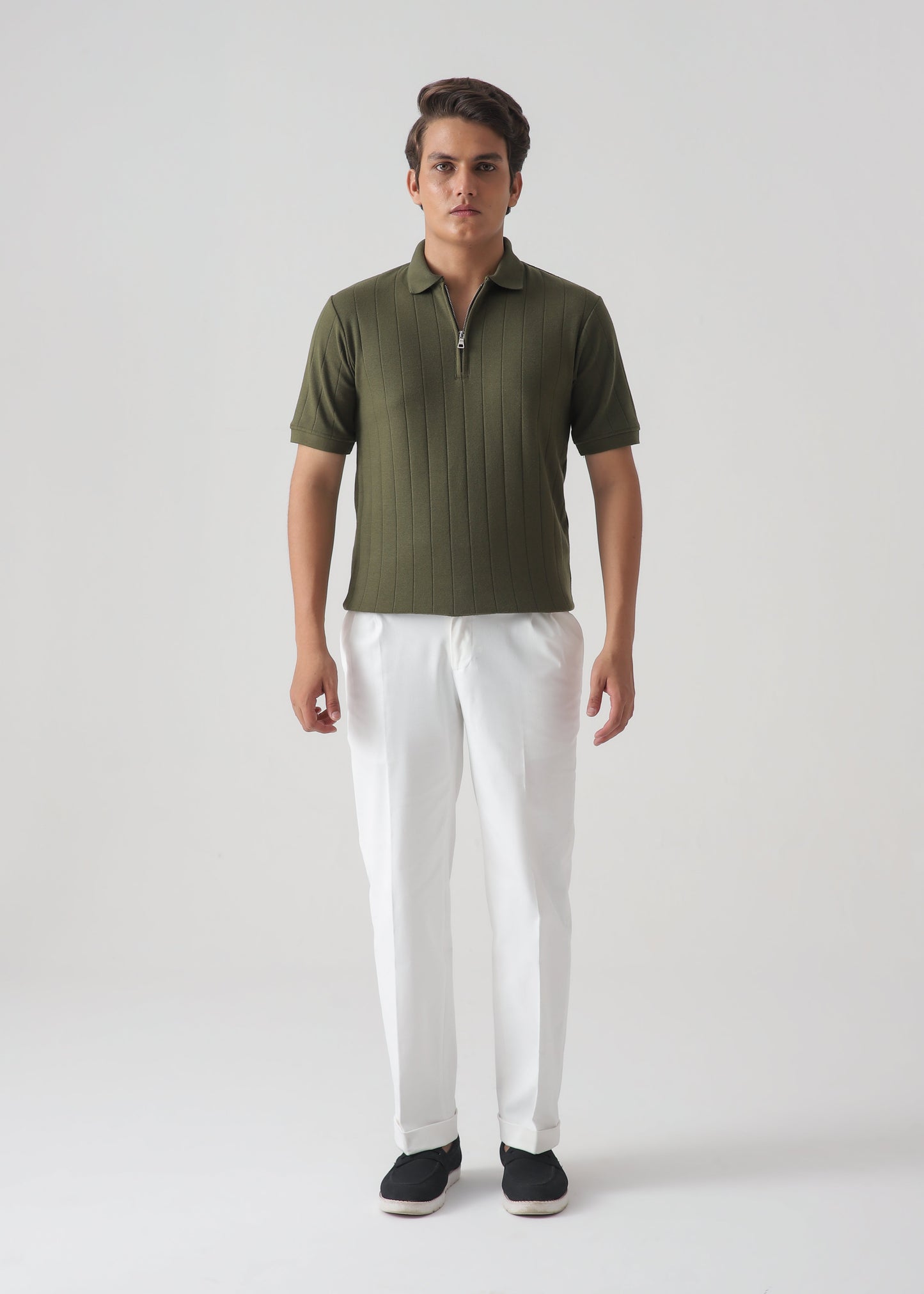 DROP NEEDLE ZIP POLO | OLIVE GREEN