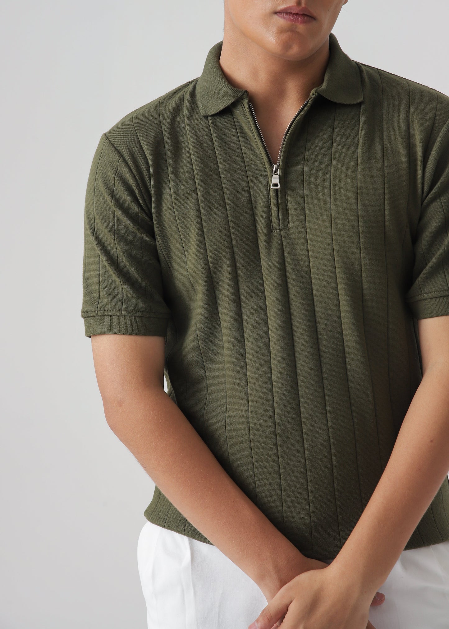 DROP NEEDLE ZIP POLO | OLIVE GREEN