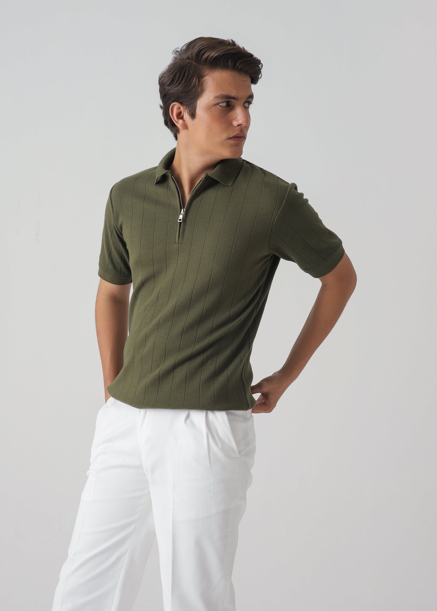 DROP NEEDLE ZIP POLO | OLIVE GREEN