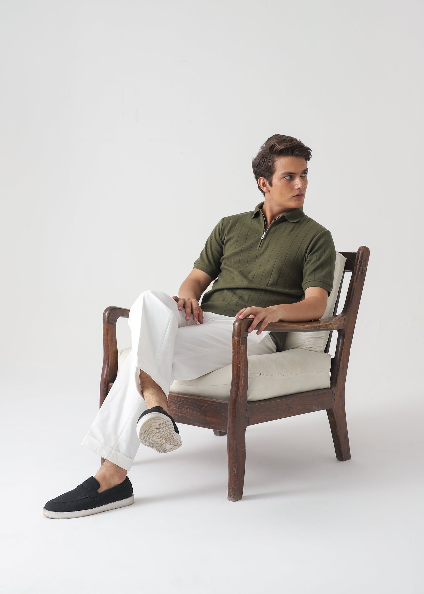 DROP NEEDLE ZIP POLO | OLIVE GREEN