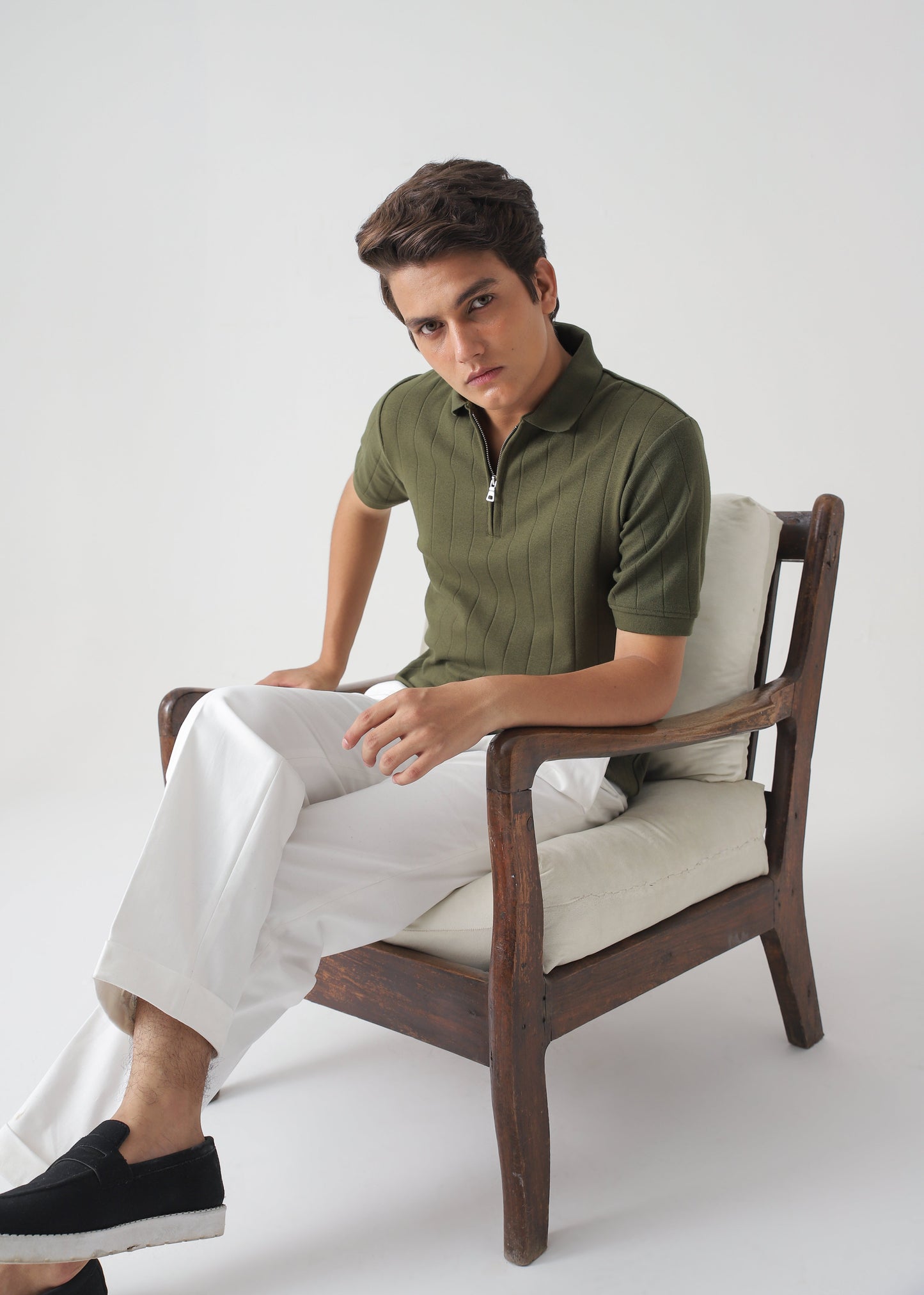 DROP NEEDLE ZIP POLO | OLIVE GREEN