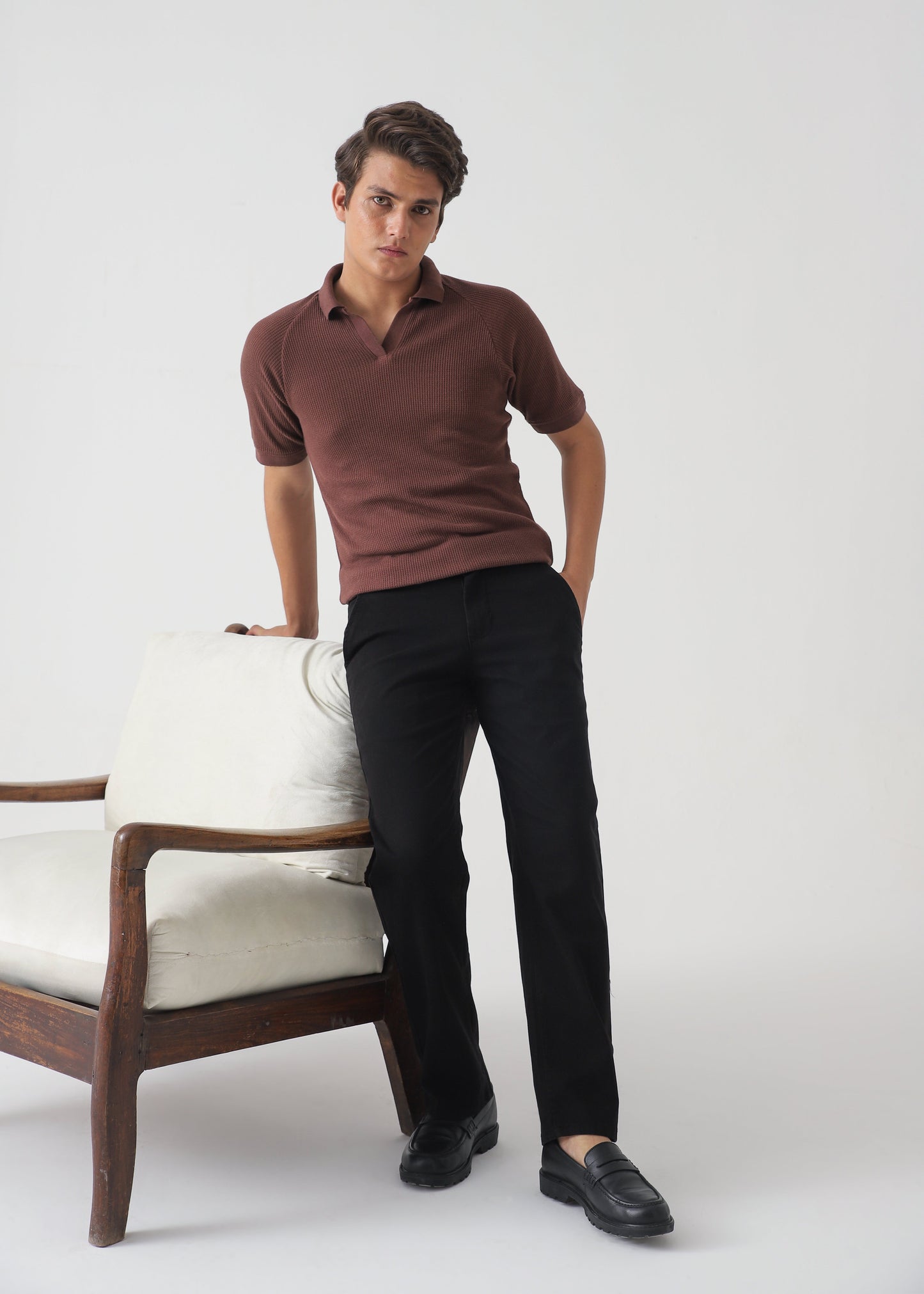 TEXTURED POLO | BROWN