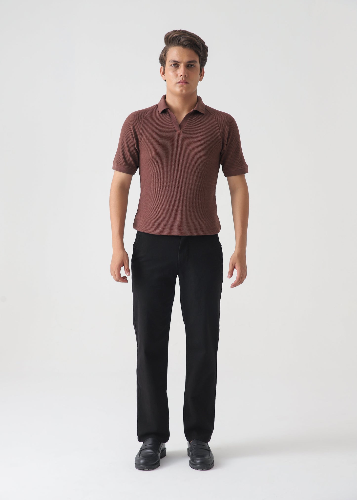 TEXTURED POLO | BROWN