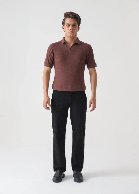 TEXTURED POLO | BROWN