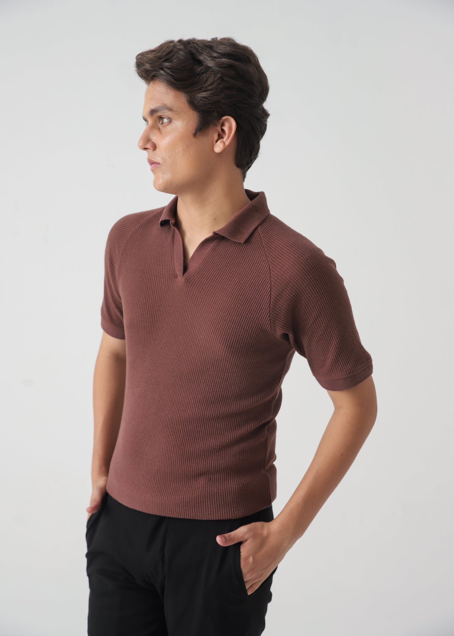 TEXTURED POLO | BROWN