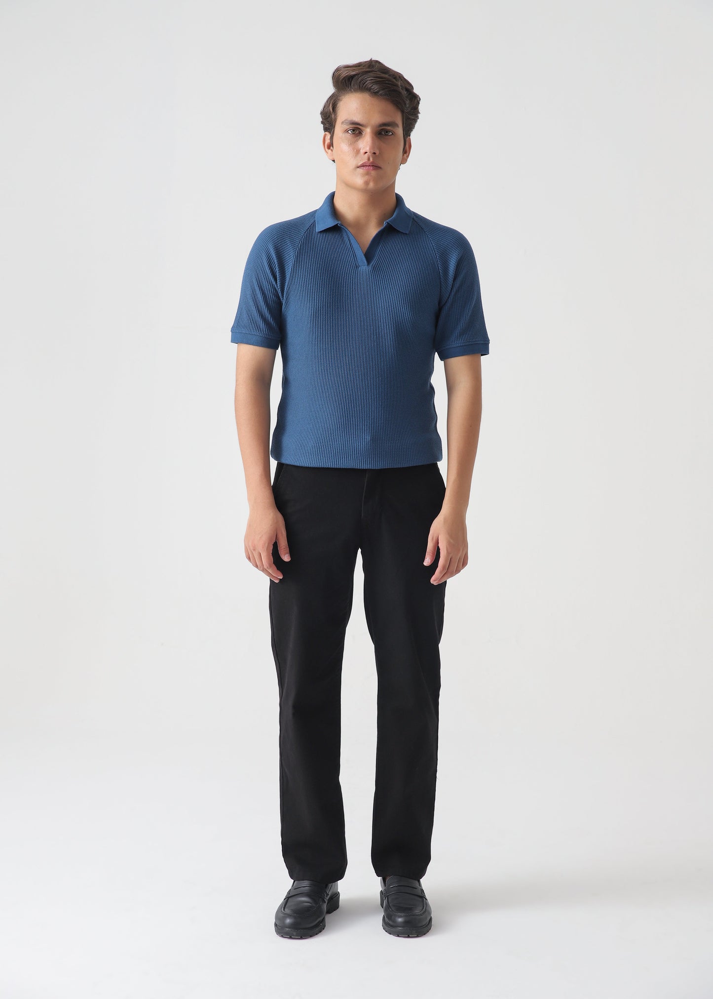 TEXTURED POLO | OXFORD BLUE