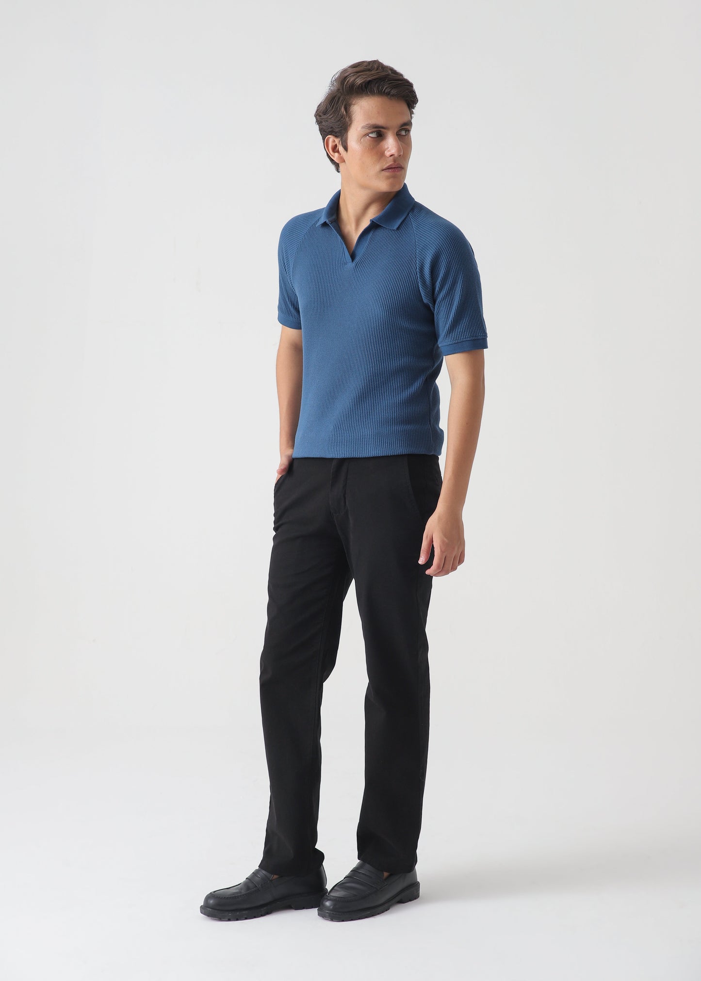 TEXTURED POLO | OXFORD BLUE
