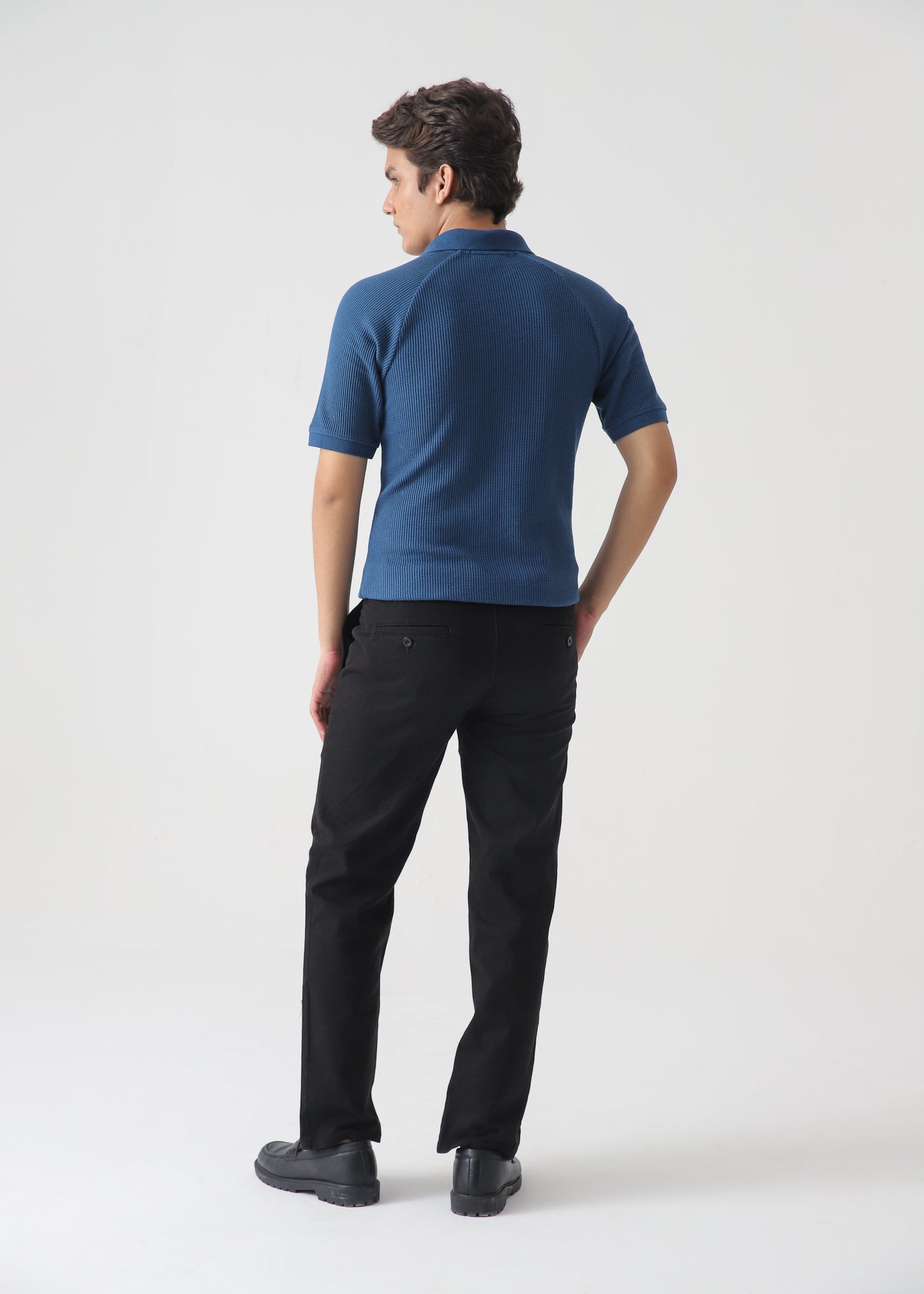 TEXTURED POLO | OXFORD BLUE