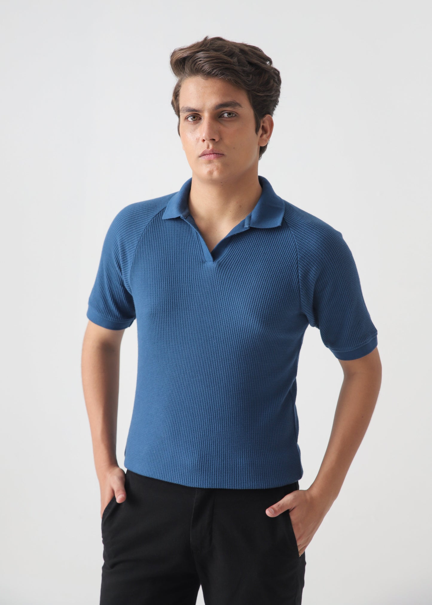 TEXTURED POLO | OXFORD BLUE