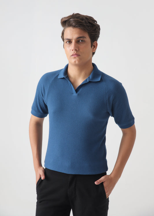 TEXTURED POLO | OXFORD BLUE