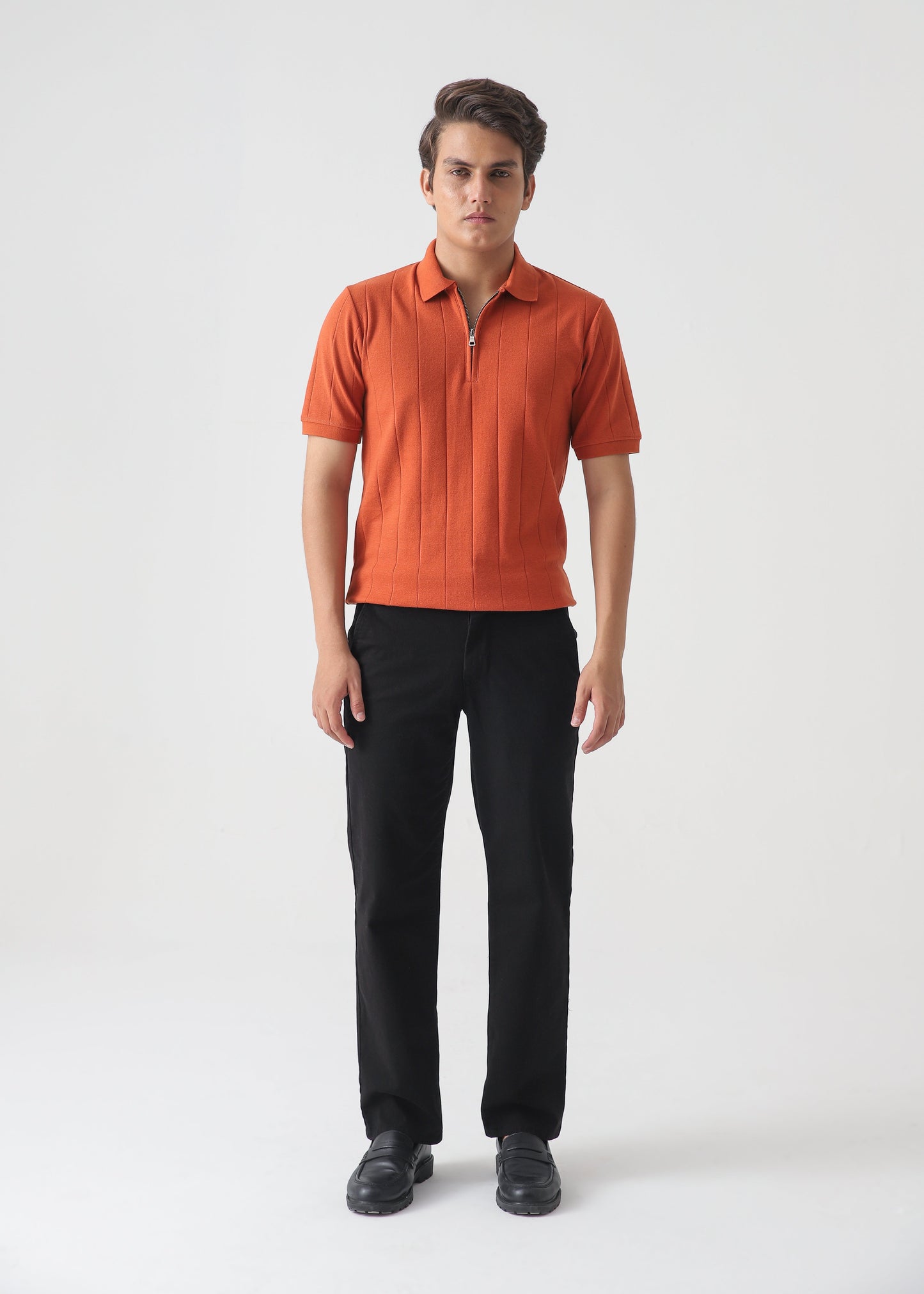 DROP NEEDLE ZIP POLO | RUST