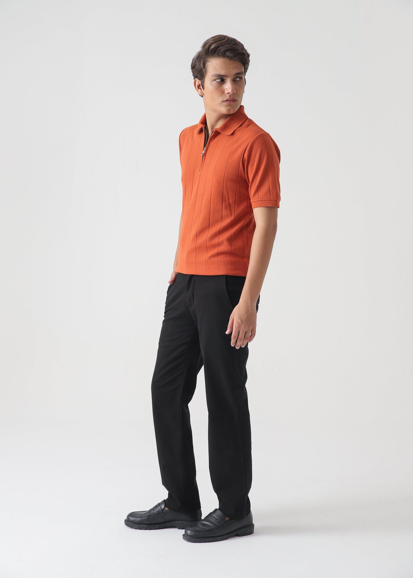 DROP NEEDLE ZIP POLO | RUST
