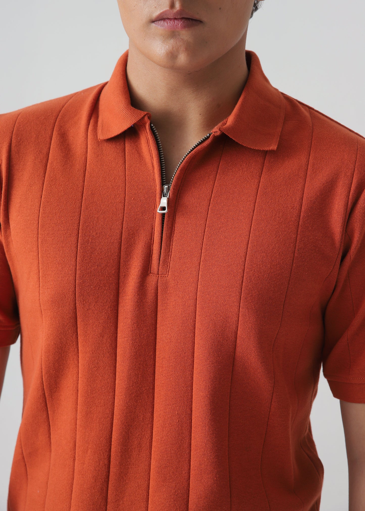 DROP NEEDLE ZIP POLO | RUST