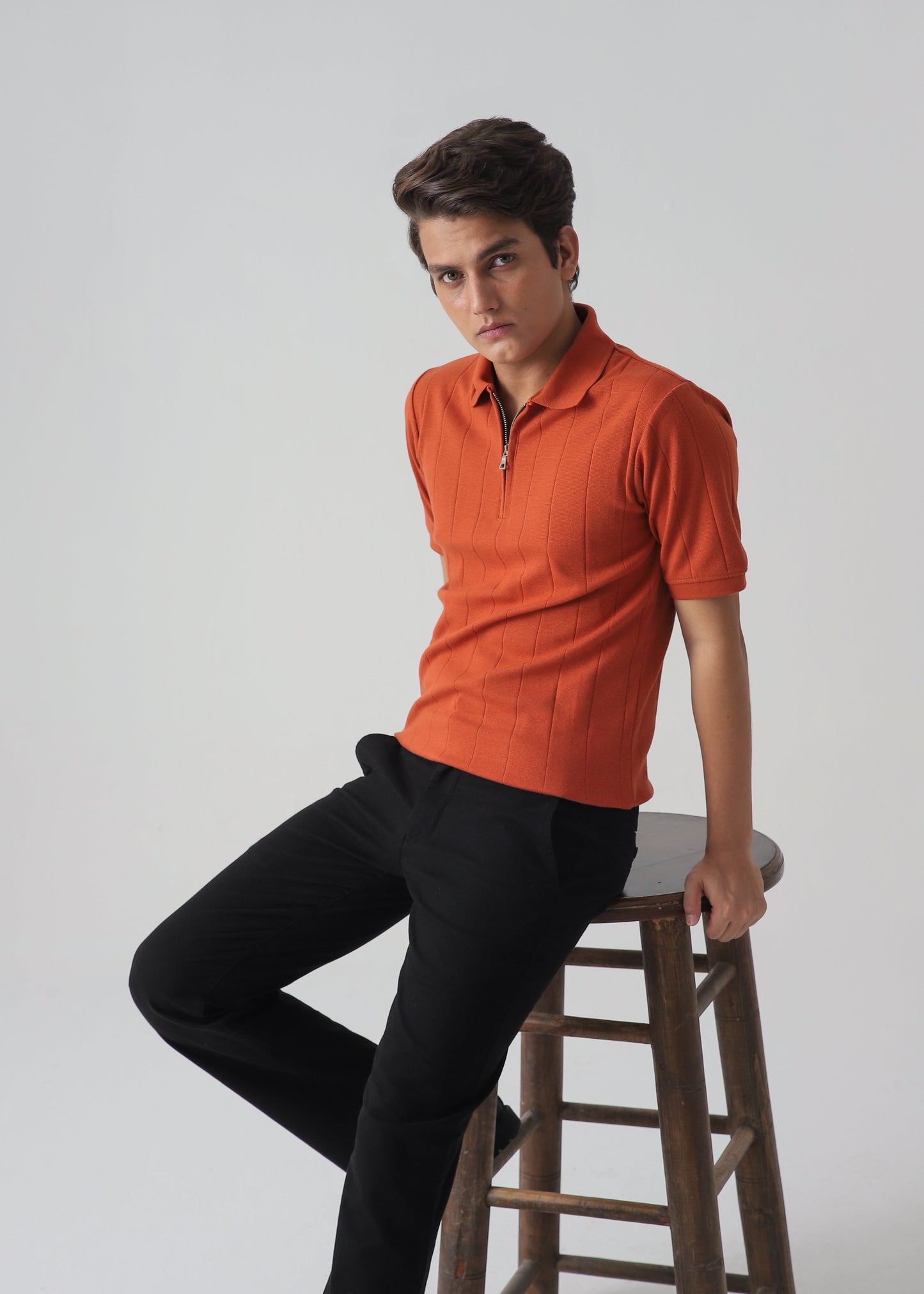DROP NEEDLE ZIP POLO | RUST