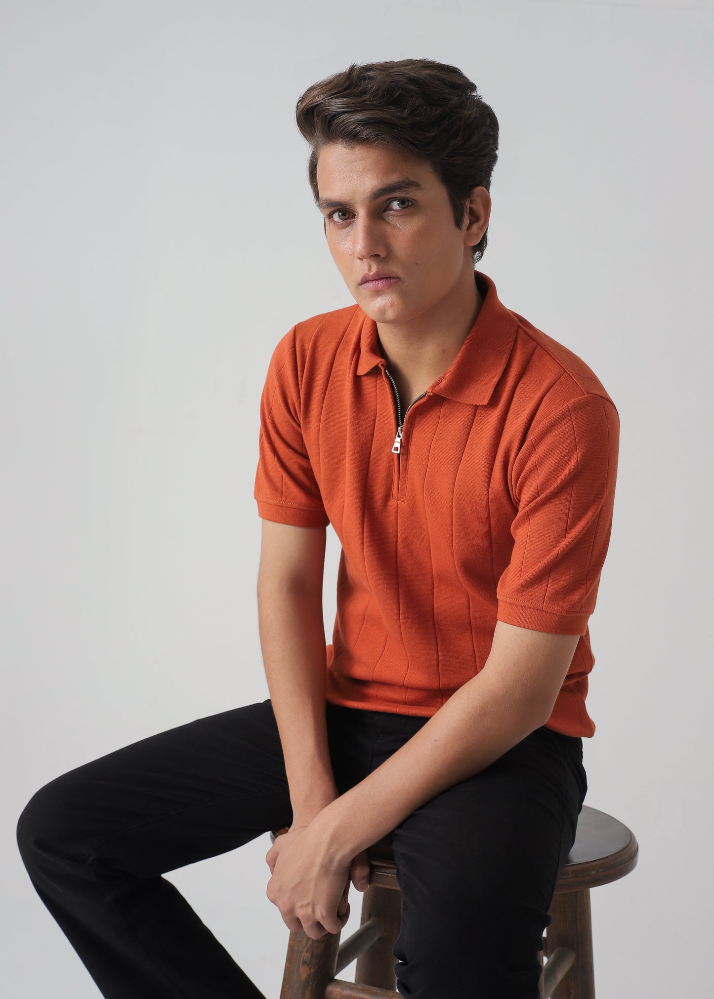 DROP NEEDLE ZIP POLO | RUST