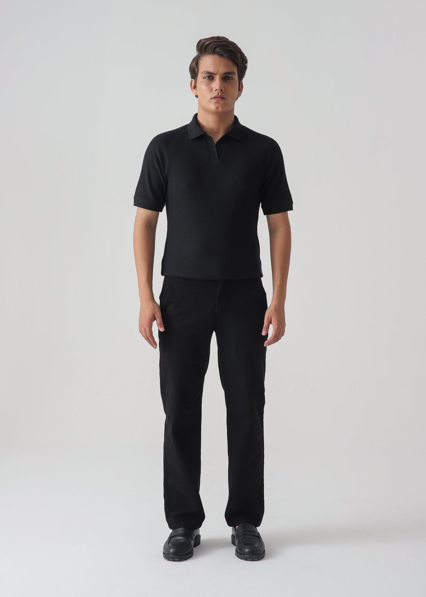 TEXTURED POLO | BLACK