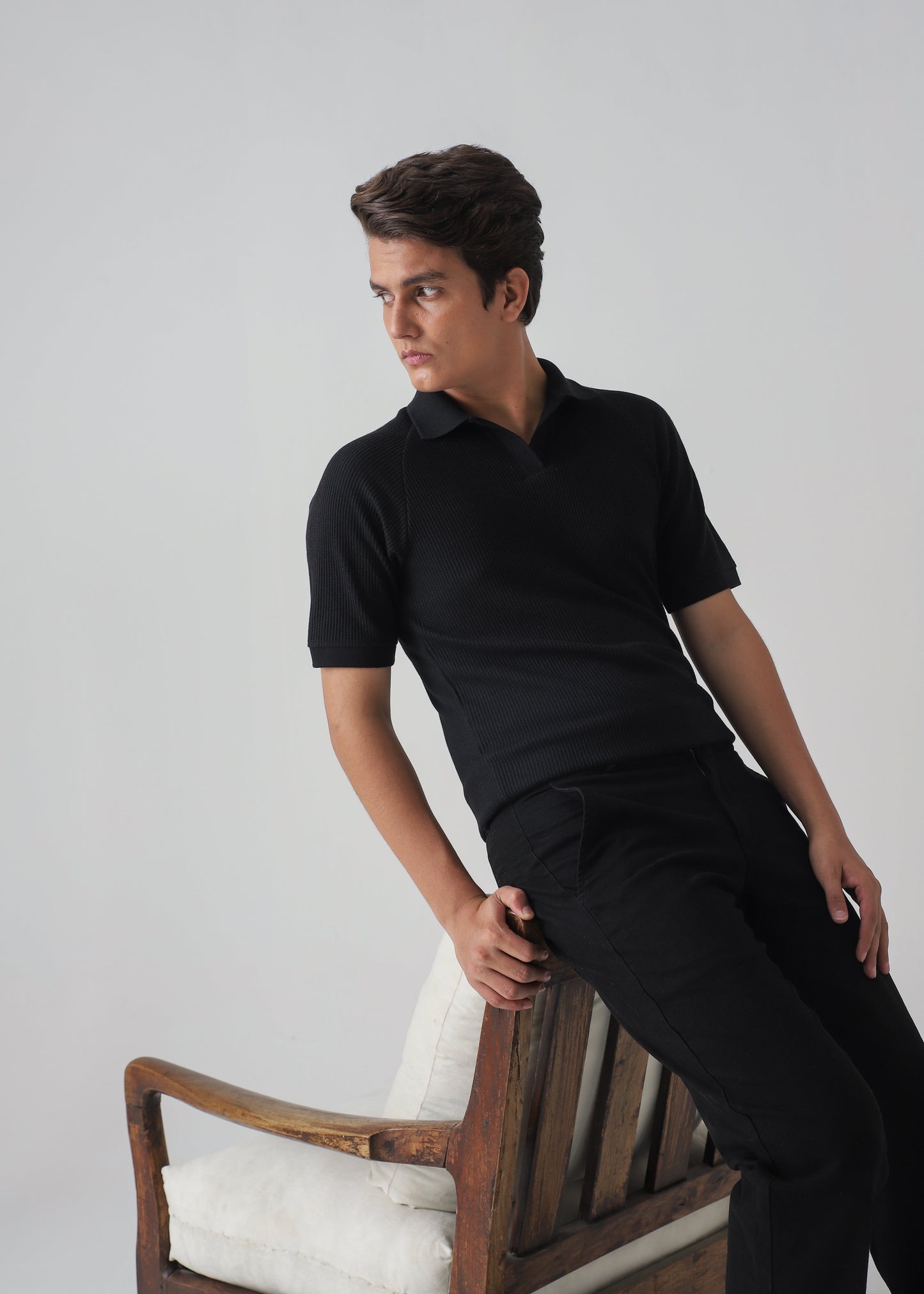 TEXTURED POLO | BLACK
