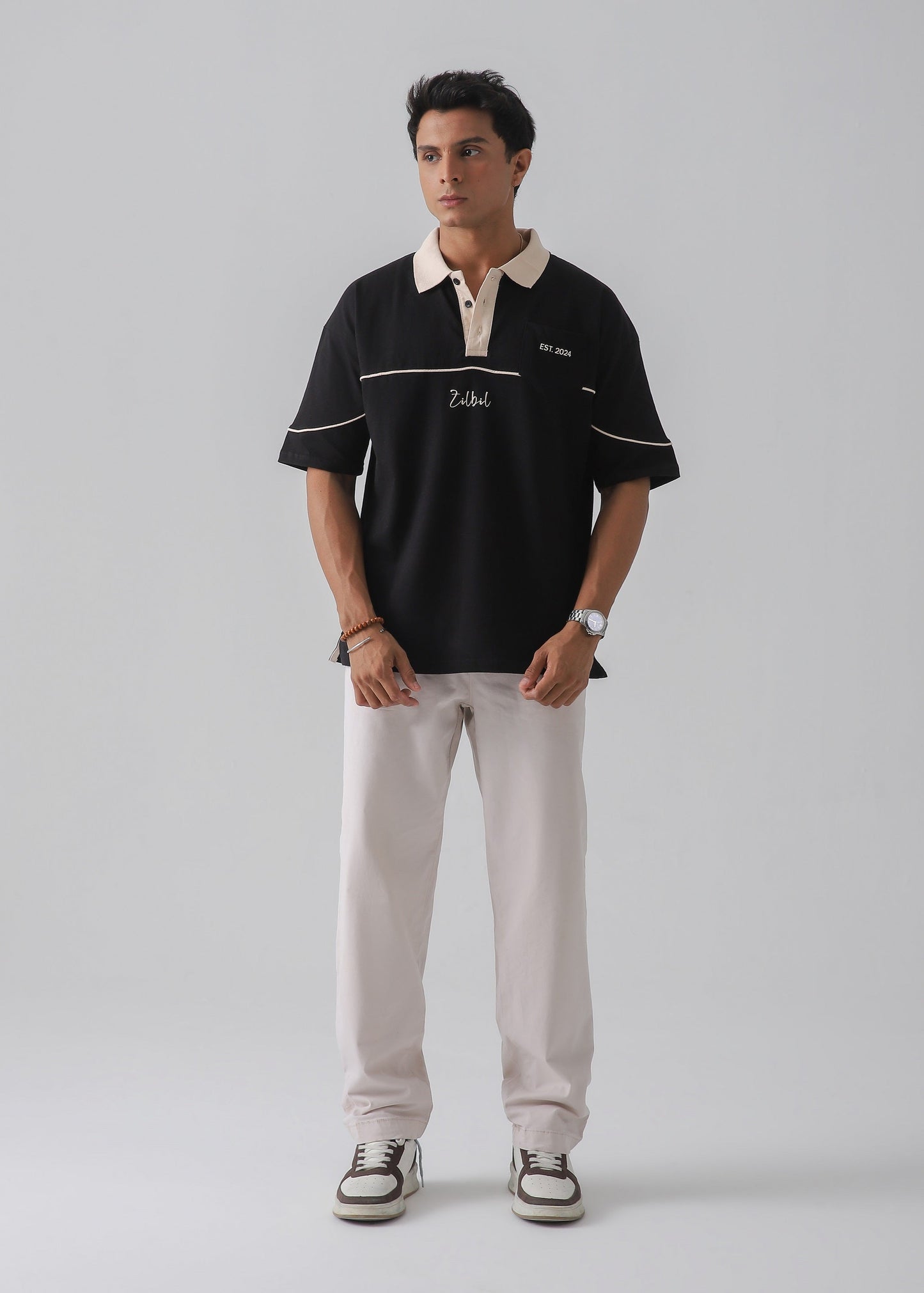 DROP SHOULDER POLO | BLACK