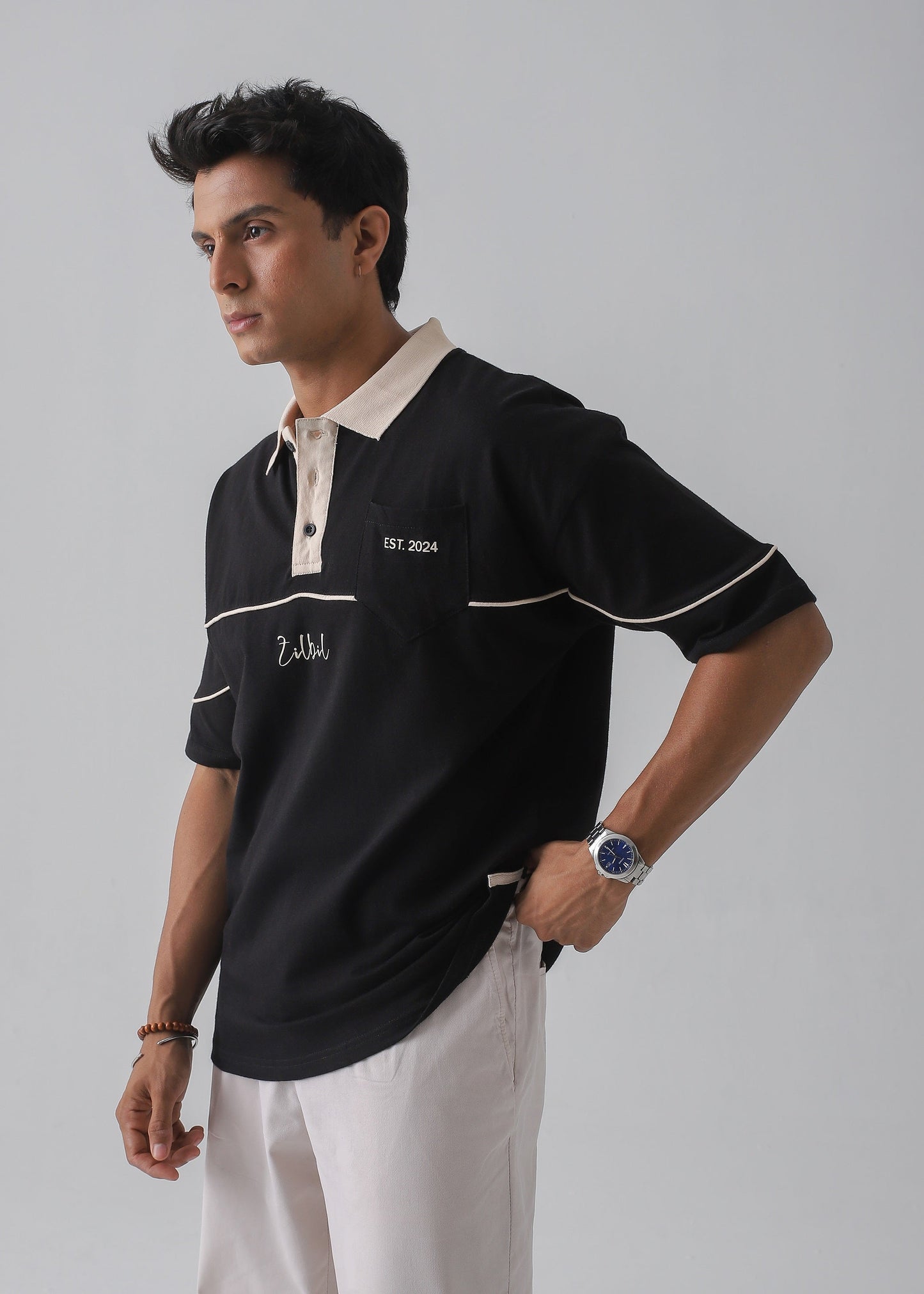 DROP SHOULDER POLO | BLACK