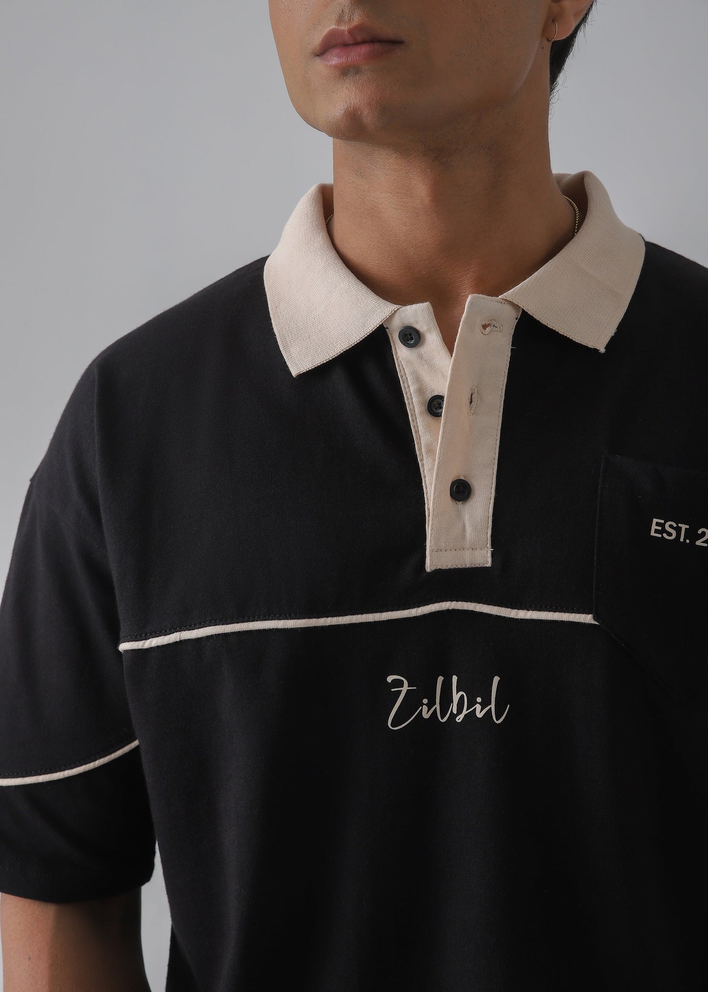 DROP SHOULDER POLO | BLACK