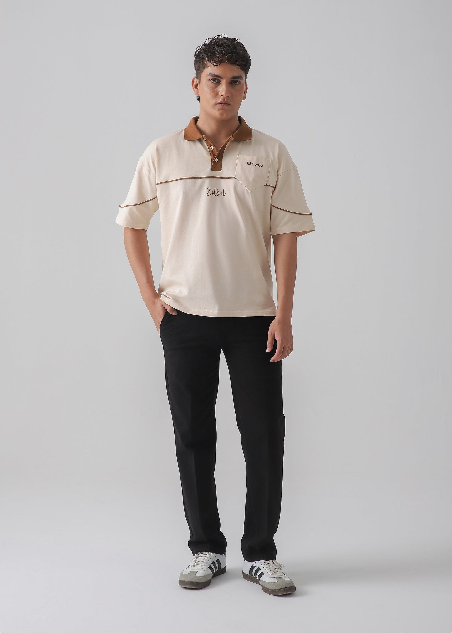 DROP SHOULDER POLO | BEIGE