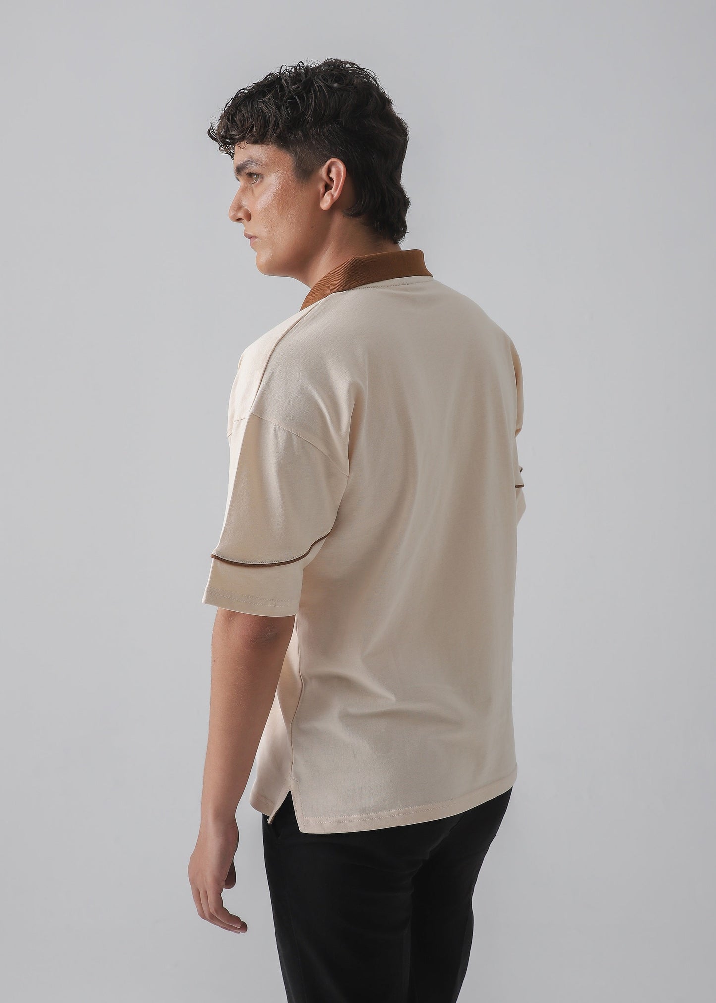 DROP SHOULDER POLO | BEIGE