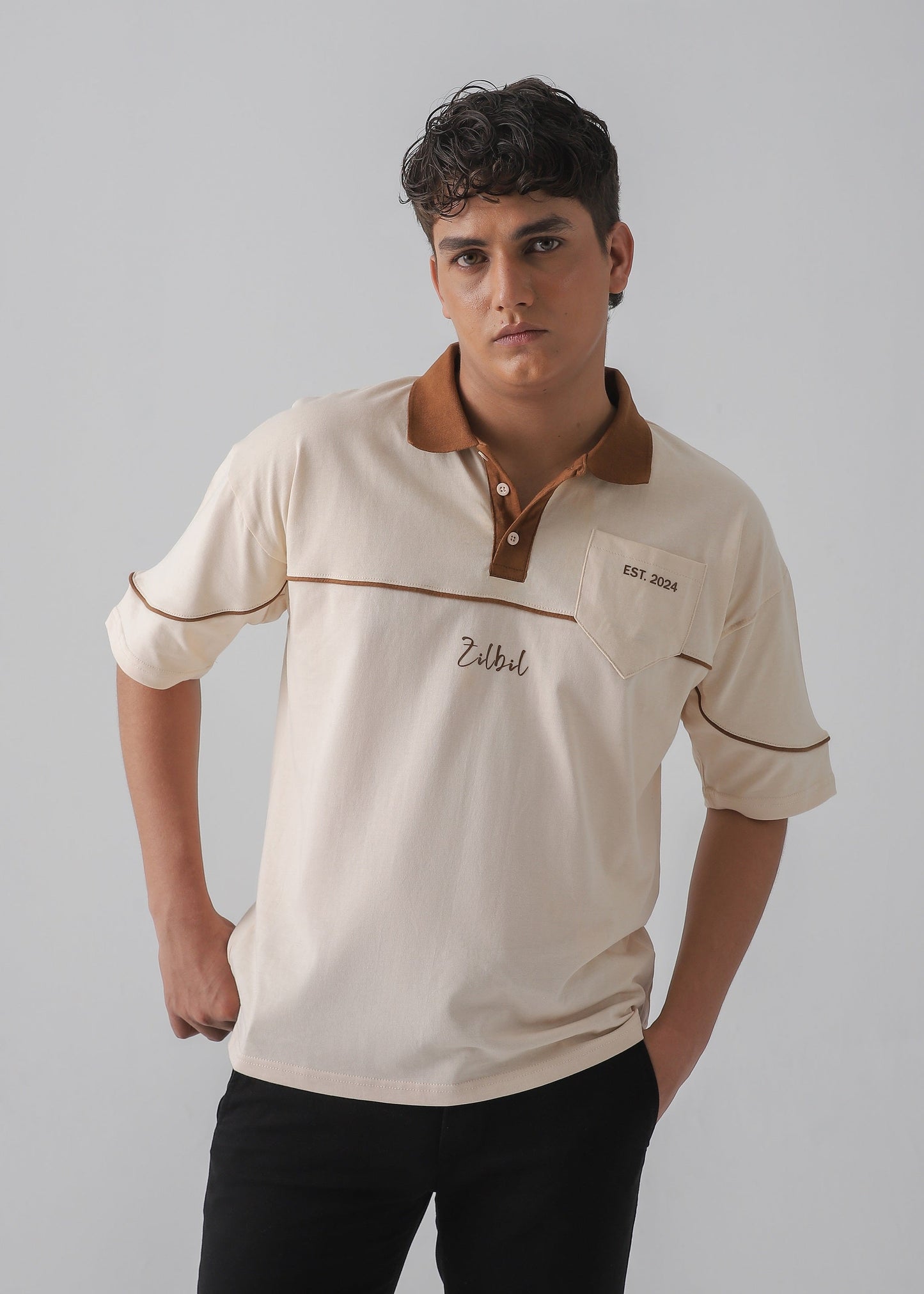 DROP SHOULDER POLO | BEIGE