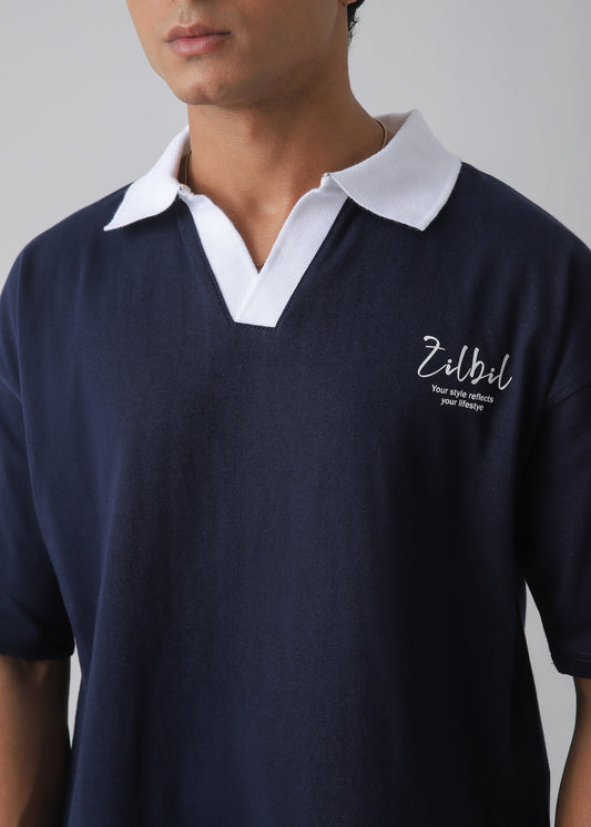 DROP SHOULDER POLO | NAVY
